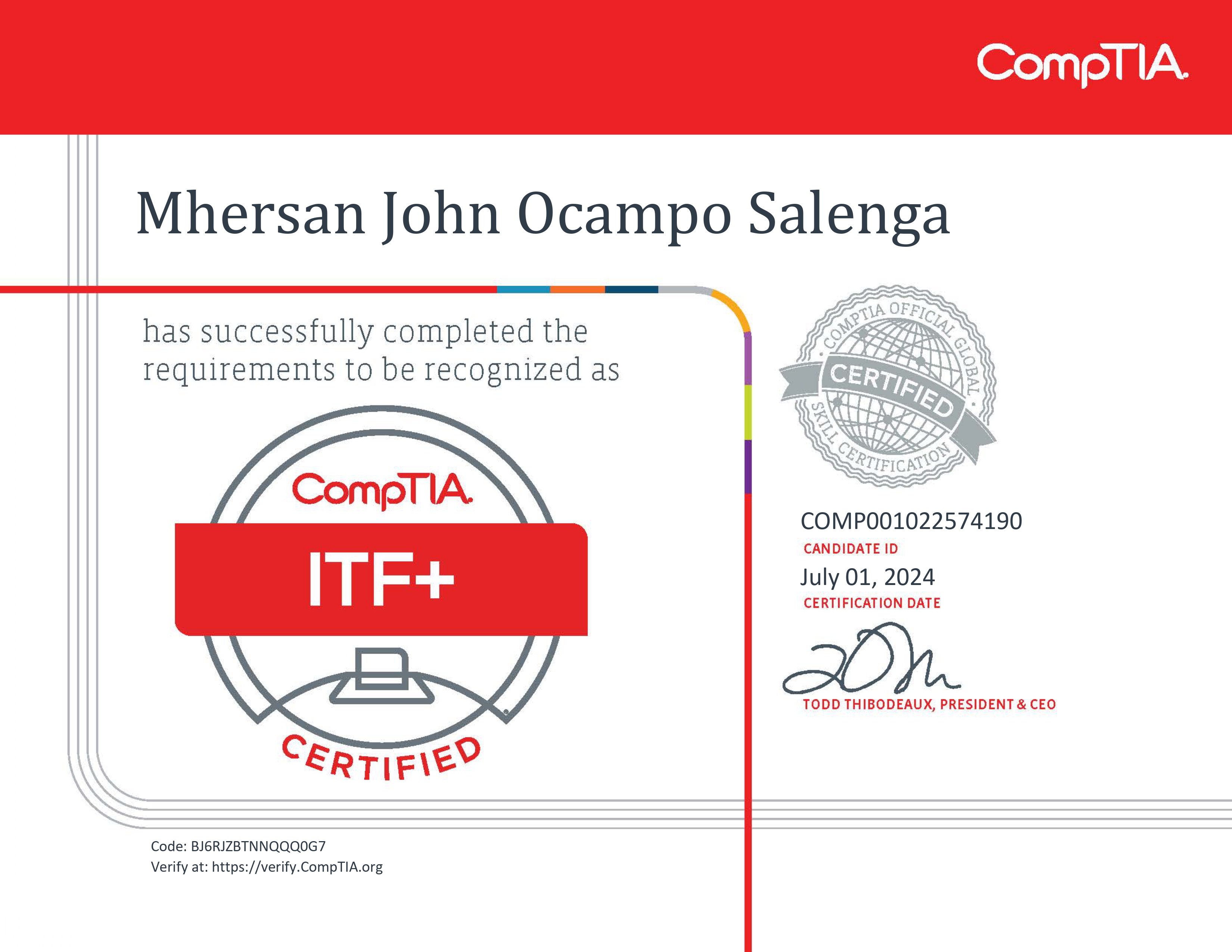 CompTIA IT Fundamentals Certificate